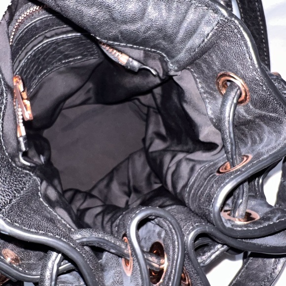 ALEXANDER WANG Black Pebbled Leather Rocco Diego Studded Bucket Shoulder Bag - Picture 10 of 17